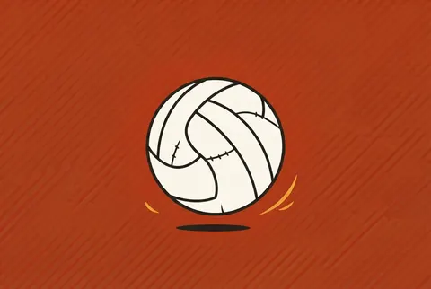 a bouncing ball on a red-orange card